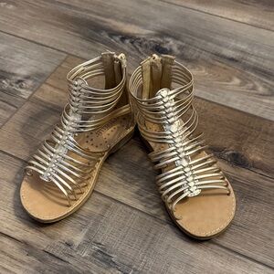 Girls Gold Strappy Sandals